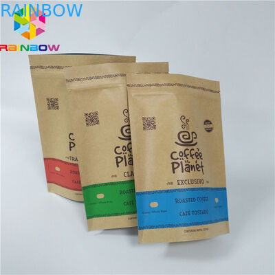 Custom Printed Packaging Brown Kraft Paper Bags With Zipper Food Storage Paper Pouch Bag