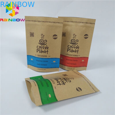 Custom Printed Packaging Brown Kraft Paper Bags With Zipper Food Storage Paper Pouch Bag