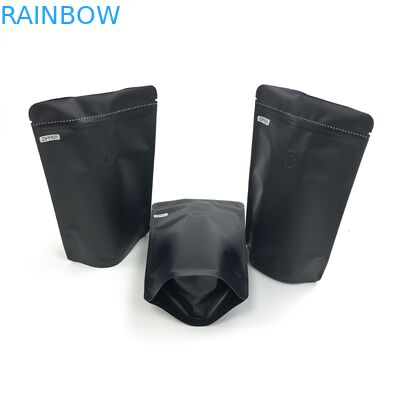 OEM Custom 250G Black Logo Size Resealable Aluminum Foil Stand Up With Degassing Valves For Coffee Bean Packaging Pouch