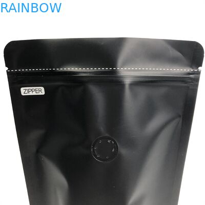 OEM Custom 250G Black Logo Size Resealable Aluminum Foil Stand Up With Degassing Valves For Coffee Bean Packaging Pouch