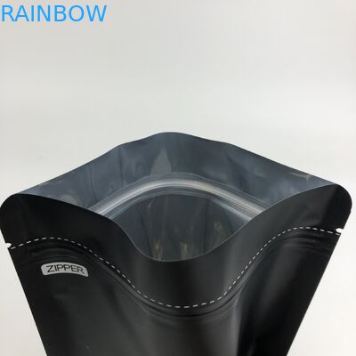 OEM Custom 250G Black Logo Size Resealable Aluminum Foil Stand Up With Degassing Valves For Coffee Bean Packaging Pouch