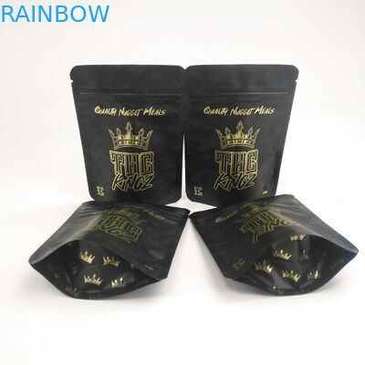 Custom Printing 3.5g Herbal Cannabies Pouch Matte Childproof Gold Foil CBD Oil Kartom Packing Mylar Bag