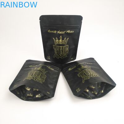 Custom Printing 3.5g Herbal Cannabies Pouch Matte Childproof Gold Foil CBD Oil Kartom Packing Mylar Bag