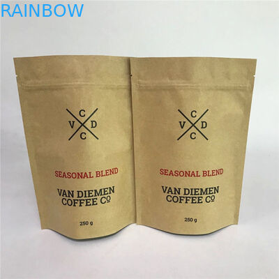 Kraft Zip Lock Stand up Pouches with Tear Notch and Matte Window