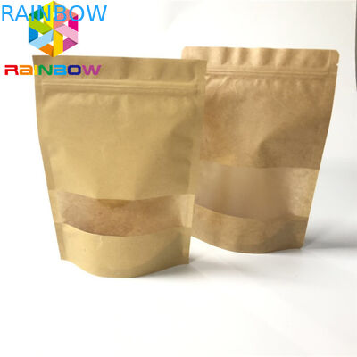 Brown Kraft Paper Bags With  Paper Packaging With Window See Through Food Grade Bags