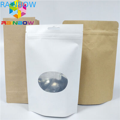 Custom Logo White Paper Bags With Zipper Brown Kraft Paper Bags For Food Aluminum Paper Packaging