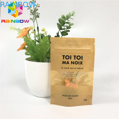 Food Grade  Paper Bags Resealable White Paper Bag With Window Eco-friendly Packaging Pouch For Tea