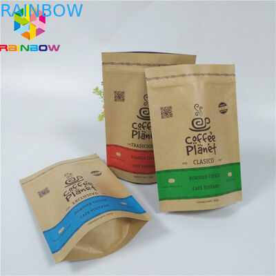 Low Moq Food Storage Paper Bags Brown Paper Packaging Bag With Zipper Aluminum Foil Paper Packaging Pouch