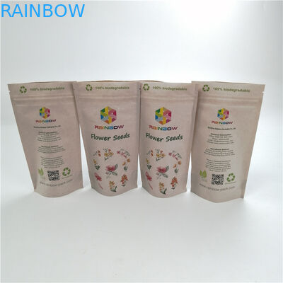 Customized Stand Up 100% Biodegradable Kraft Paper Pla Bags For Grabba Leaf
