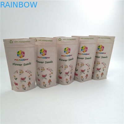 Customized Stand Up 100% Biodegradable Kraft Paper Pla Bags For Grabba Leaf
