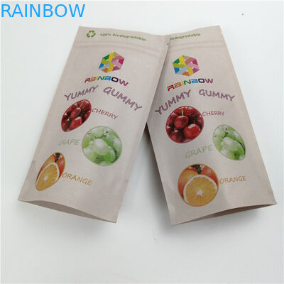 Customized 100% Kraft Paper For Tweed Leaf Bag Indica / Sativa Bags Resealable Pouches