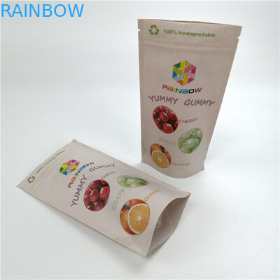 Customized Biodegradable Kraft Paper Pla Tweed Leaf Mylar Bags For Chew Gums