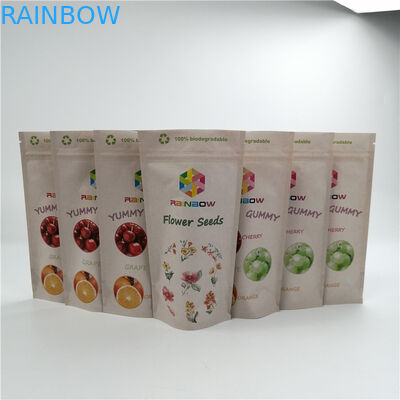 Customized Biodegradable Kraft Paper Pla Tweed Leaf Mylar Bags For Chew Gums