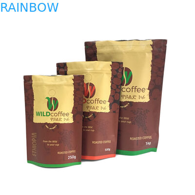 250g 500g 1kg Matte Finish Foil Lined Stand Up Zipper Packaging Bag For Coffee Packaging