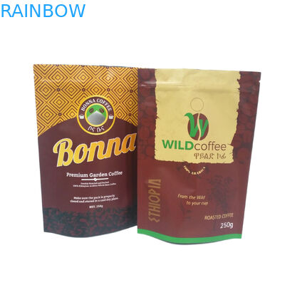 250g 500g 1kg Matte Finish Foil Lined Stand Up Zipper Packaging Bag For Coffee Packaging