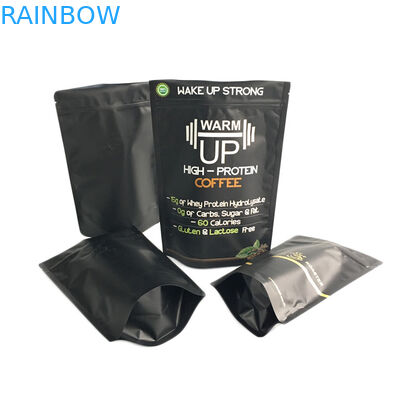 Gold printing Coffee Bag Matte Black Finish Foil Stand Up Zipper Packaging Bag