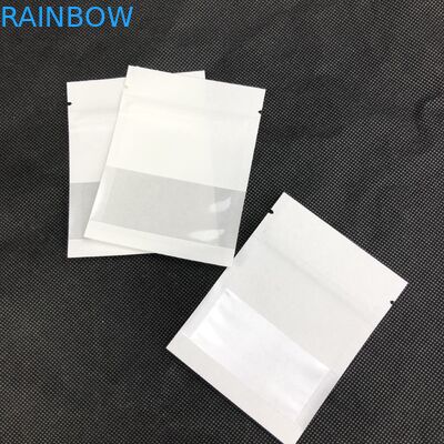 OEM Custom White Logo Size Resealable Kraft Paper With Transparent Window For Coffee Bean jewelry Packaging Pouch