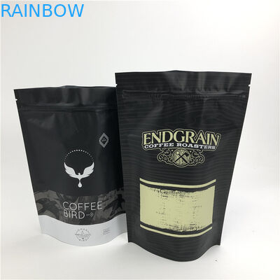 Black Matte Snack Plastic Pouches Packaging Coffee Bags With One Way Valve