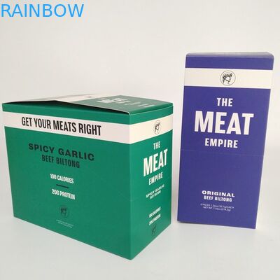 Custom Printed Folded Cardboard Retail Display Box 200G Beef Jerk Packaging Energy Bar Snacks Paper Boxes
