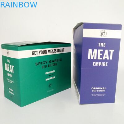 Custom Printed Folded Cardboard Retail Display Box 200G Beef Jerk Packaging Energy Bar Snacks Paper Boxes
