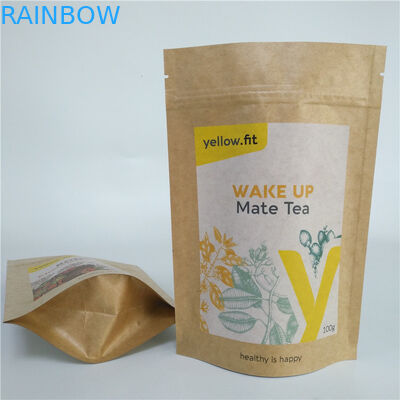 Heat Sealing Milk Tea Powder Packaging Bag Stand Up Gusset Pouch Kraft Paper Food Bags With Resealable Zipper