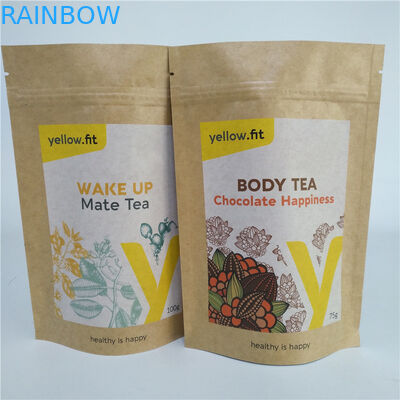 Compostable Stand Up Tea Bag Flour Packaging Kraft Paper Bags For Pet Food