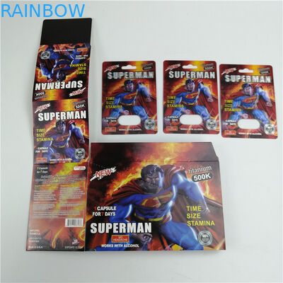 Superman 500k Sex Pill 3d Blister Plastic Cards Packaging For Male Enhancement