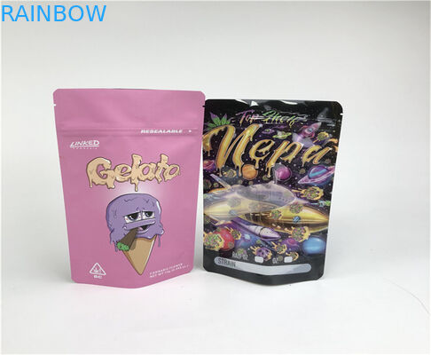 Soft Touch Custom Printing Smell Proof  Weed Kratom Bag 3.5g 7g 14g Cannabies Packaging Mylar Bag