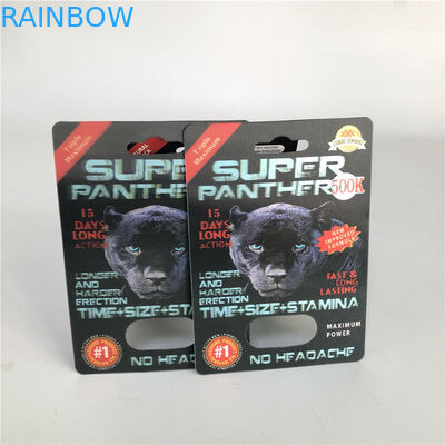 Plastic Super Panther Pill Blister 3D Lenticular Card CMYK