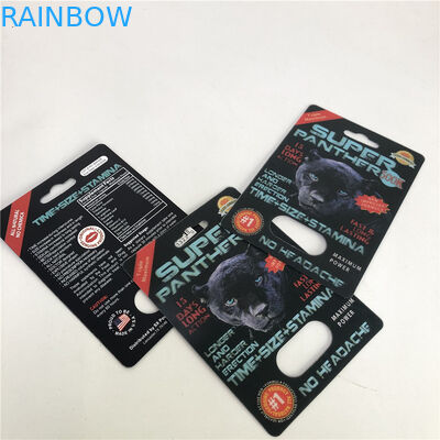 Plastic Super Panther Pill Blister 3D Lenticular Card CMYK