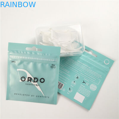 Low MOQ clear front dental floss hang hole plastic packaging bags aluminum foil zipper bag packaging