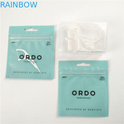 Low MOQ clear front dental floss hang hole plastic bags aluminum foil digital print zip lock bag packaging