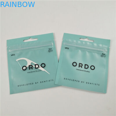 Mini quantity clear front dental floss hang hole plastic bags aluminum foil digital print zip lock bag packaging