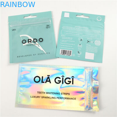 Mini quantity clear front dental floss hang hole plastic bags aluminum foil digital print zip lock bag packaging
