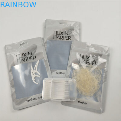 Glossy clear front dental floss hang hole plastic bags aluminum foil customized zip lock bag packaging