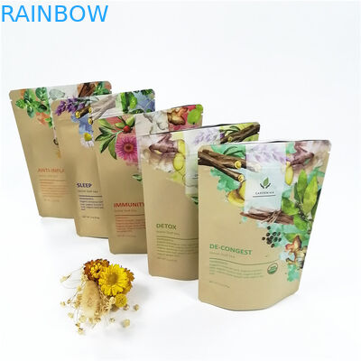 Low Moq CMYK VMPET Biodegradable Stand Up Pouch 100micron