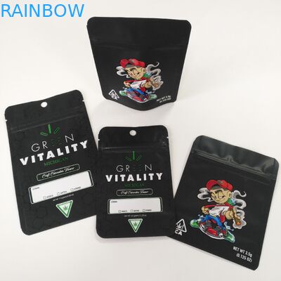 Custom printed matte black resealable weed aluminum foil  mylar bags