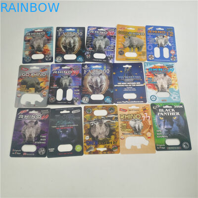 Rhino Capsule Pills 3D 9000 Rhino Blister Card Packaging CMYK