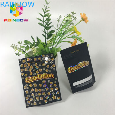 Plastic Mylar  Custom Stand Up Pouches 150mg Black Matte