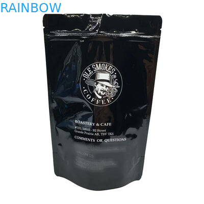 Tear Notch Standing Pouch Full Printing Zipper Laminated Glossy Black