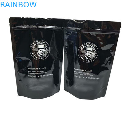 Tear Notch Standing Pouch Full Printing Zipper Laminated Glossy Black