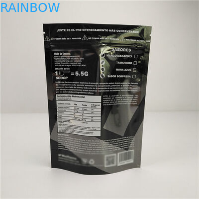 Glossy Black Aluminum Foil Mylar Plastic Standing Pouch Customized Logo
