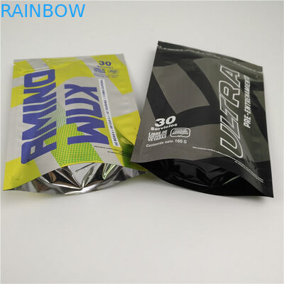 Glossy Black Aluminum Foil Mylar Plastic Standing Pouch Customized Logo