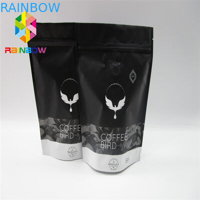 Coffee Matte Black Stand Up Aluminum Foil Pouch Packaging Zip Lock Laminated