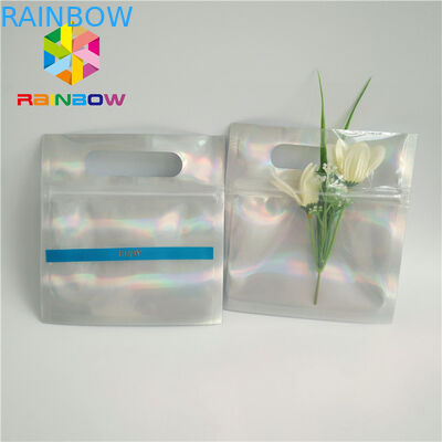 Rotogravure Printing Zipper Hologram Three Side Seal Bag With Hanger