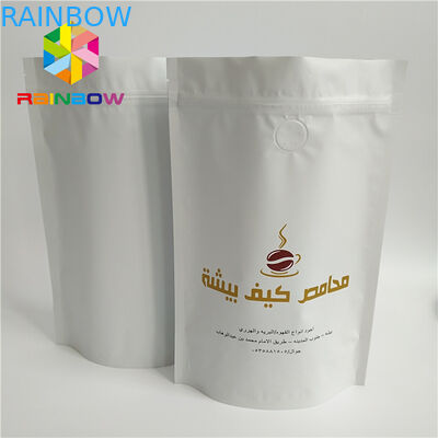 Matte Finish Gravure Printing Coffee Bags With Valve And Zipper