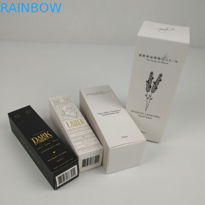 Custom Logo Printed Rectangular Glossy Foldable Cosmetic Paper Packaging Box For Perfume Essence Serum Skin Care Bottles