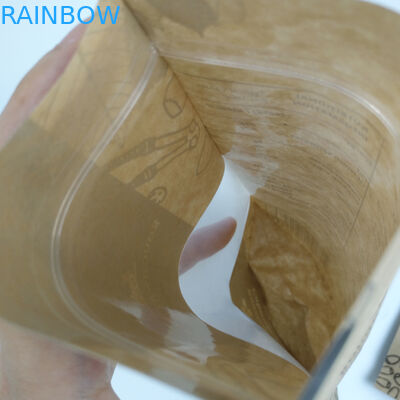 Recycle Stand Up Pouch Food Grade Zip Lock Heat Seal Printed Biodegradable Custom Food Kraft Paper Bag With Clear Window