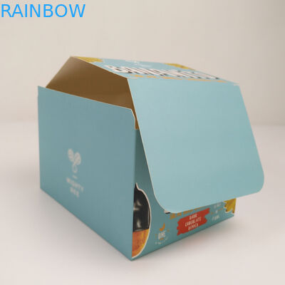 Custom Folding Cardboard Carton Tear Away Display Box,Corrugated Cardboard PDQ Counter Retail Snacks Paper Packaging Box