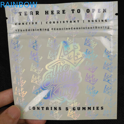 Custom Logo Design Zip Lock Resealable Smell Proof Aluminum Foil Mylar Plastic Three Side Sealed Packaging Hologram Bag
